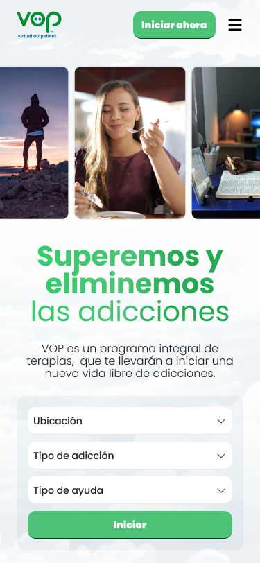 Versão mobile da landing com formulário para iniciar o programa.