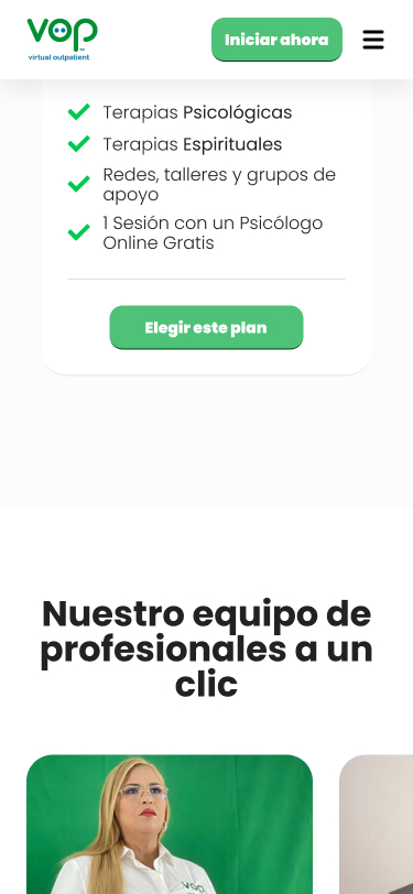 Detalhe do plano de terapia com a equipe de profissionais disponível.